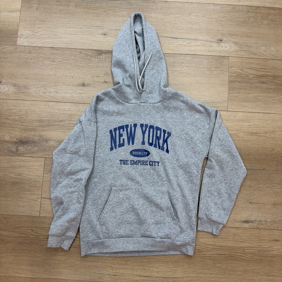 SHEIN Other - SHEIN New York Brooklyn Empire City Gray Pullover Hoodie Men's Medium M Fleece